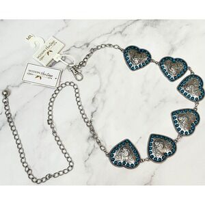 Modern Heritage Silver Heart Concho Belt Turquoise Western‎ Boho M/L